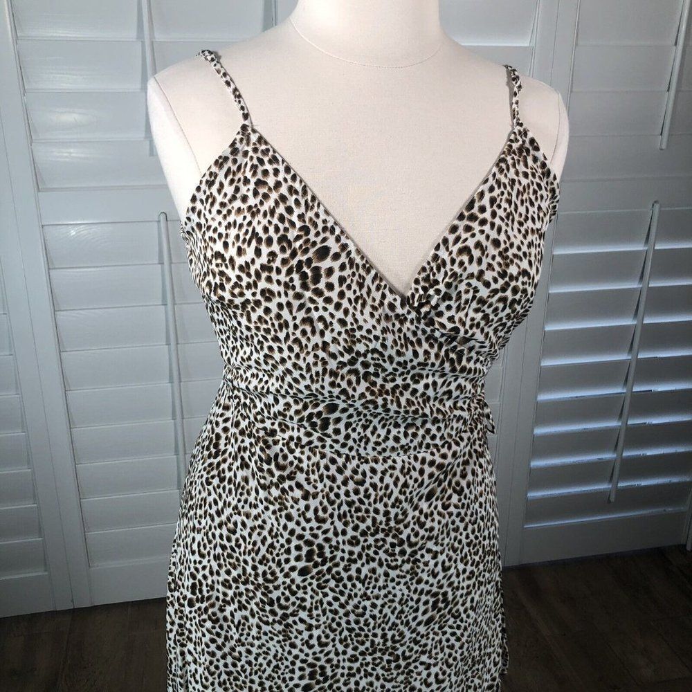 CBrand Strappy Leopard Print Wrap Dress XXL Hi Lo Plus Sexy Night Out Adjustable - Picture 6 of 12